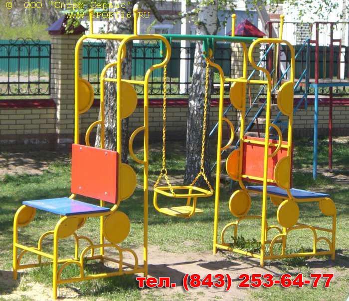 моногофункциональные металлические качели со скамейками на детских площадках в Казани (пригород)